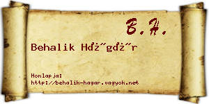 Behalik Hágár névjegykártya
